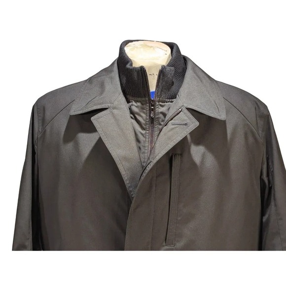 VTG Sanyo Men's Black Trench Coat with Button-Out Liner Size 2XL EUC - Picture 2 of 8